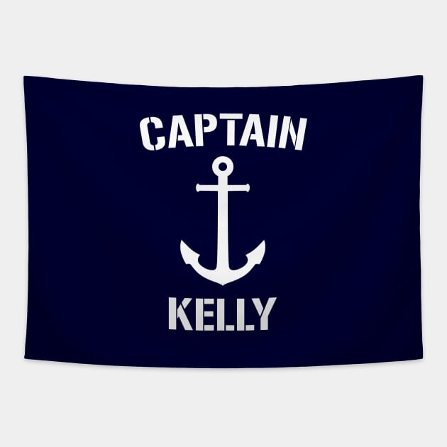 Nautical Captain Kelly Personalized Boat Anchor Tapestry by Rewstudio