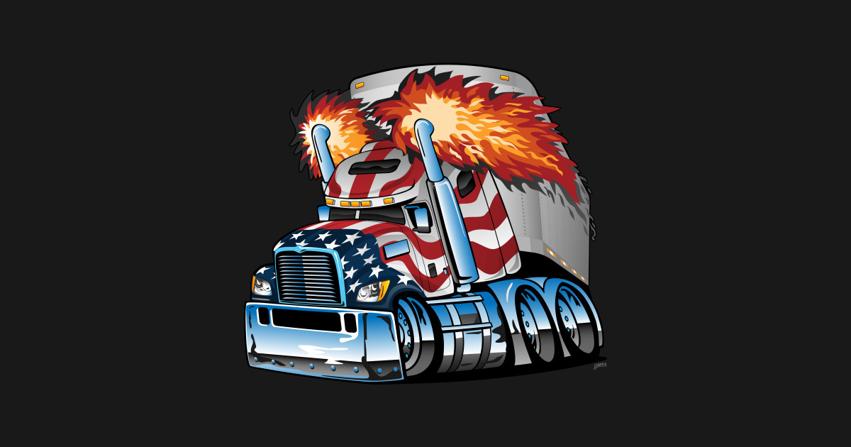 Download Patriotic American Flag Semi Truck Tractor Trailer Big Rig ...