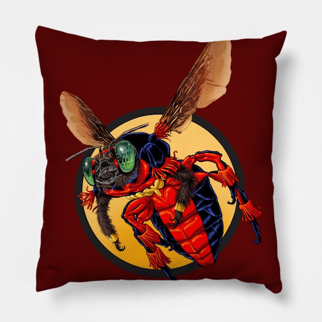 Thunderbee Pillow by ThirteenthFloor