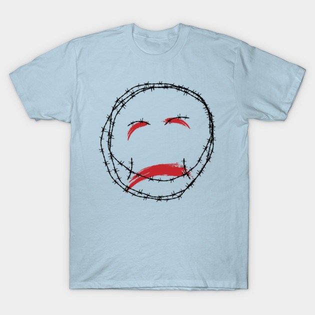 Disover Barbed wire face. The emblem of the horror of prison. - Face - T-Shirt