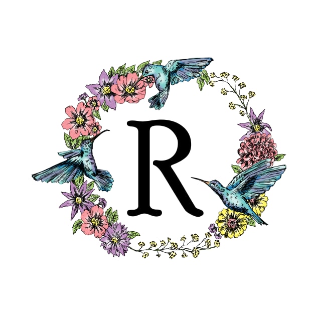 Monogram Hummingbirds Frame R by rachelsfinelines