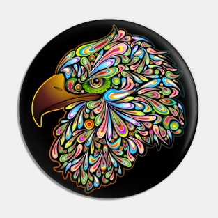 Eagle Psychedelic Art Portrait Pin