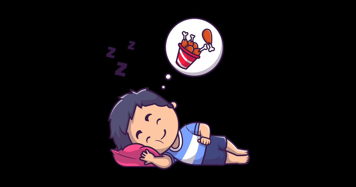 Cute Boy Sleeping Dream Fried Chicken Cartoon Cute Boy Sleeping Dream