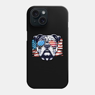 Bulldog Patriotic Sunglasess American Flag 4th of July Phone Case