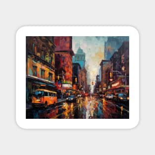 Rainy city oil painting Magnet