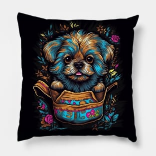 Dog In Pocket Funny Puppy For Dog Lovers Pillow