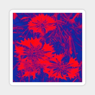 Bright Red Blue Flowers Magnet