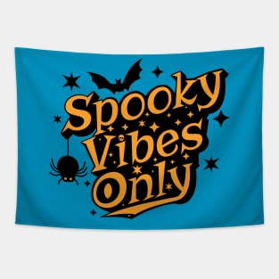 Spooky Vibes Only Orange and Black Halloween Tapestry