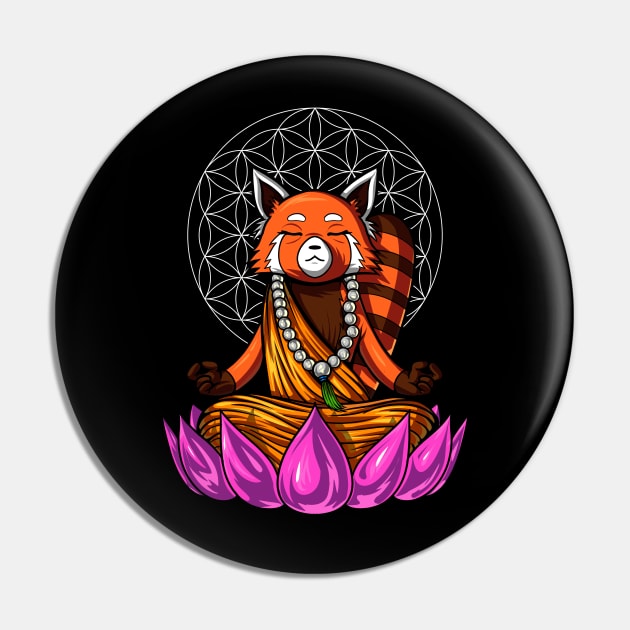 Red Panda Bear Buddha Pin by underheaven