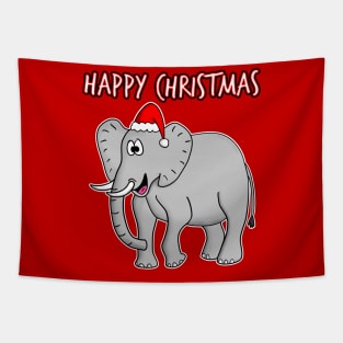 Christmas Elephant Santa Hat Safari Funny Wildlife Tapestry