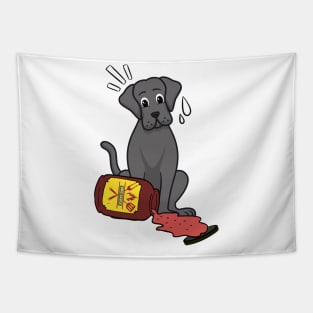 Funny big Dog spilled BBQ sauce Tapestry