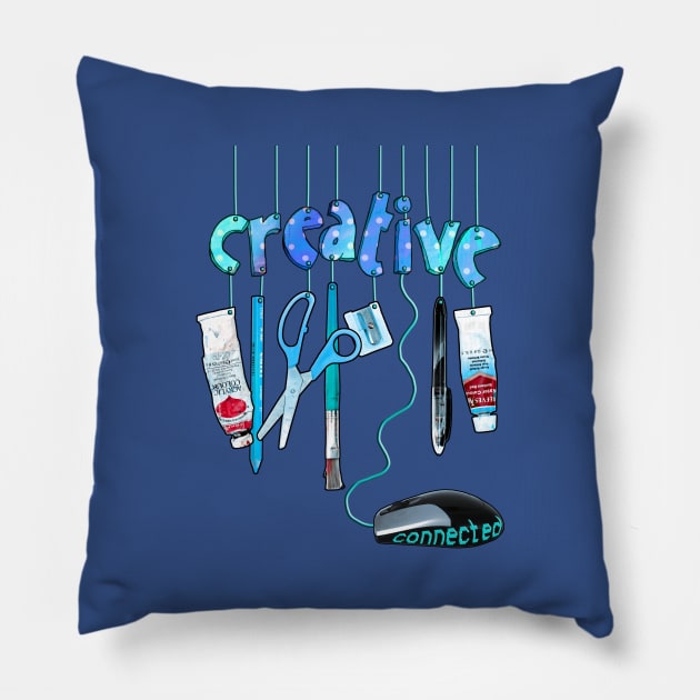 Connected Creative in Blue Pillow by micklyn