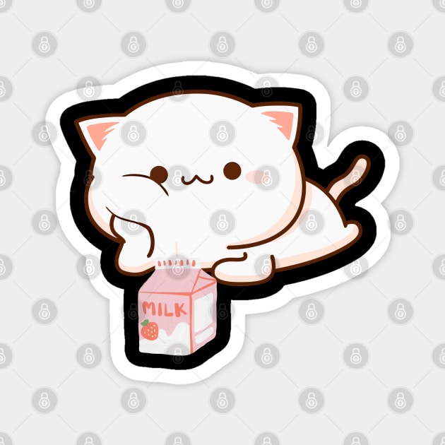 Cat Strawberry Milk Anime Japanese Kawaii Magnet by Pixel Threads 