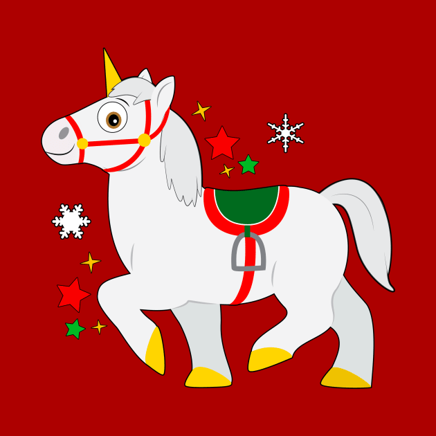 Unicorn Dressed for Christmas in the Snow by PenguinCornerStore