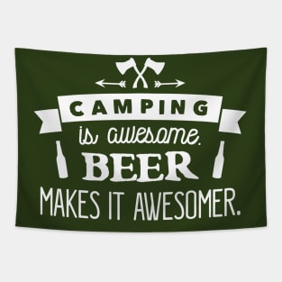 CAMPING IS AWESOME BEER MAKES IT Tapestry