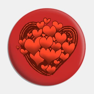 Red Hearts Patterned Swirl Heart Pin