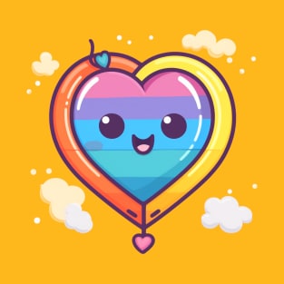 Kawaii Cute Heart Balloon Pride Rainbow T-Shirt