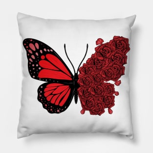 Butterfly Roses Flower Pillow