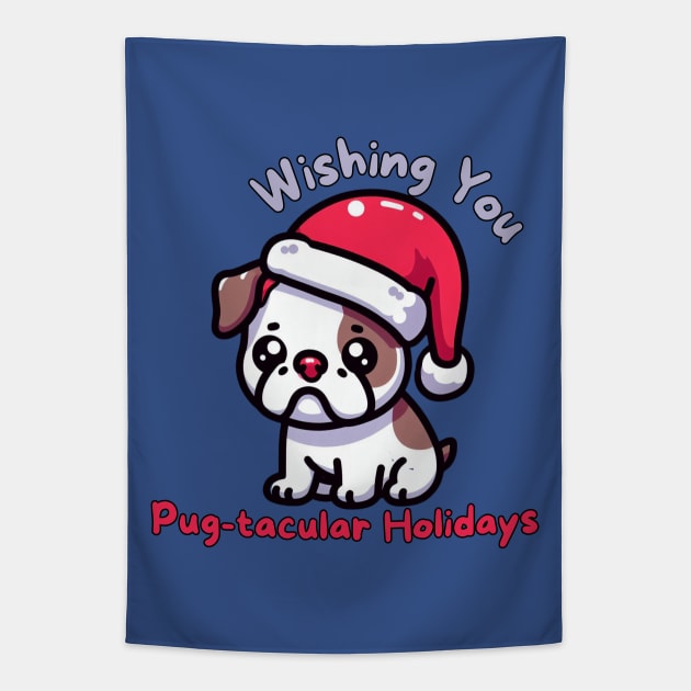 Pugmas Dog Christmas Tapestry by Japanese Fever