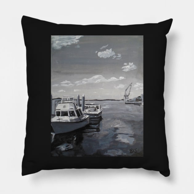 Gray Skies - Acrylic Painting Pillow by BrittaniRose