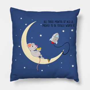 mouse flyes to the moon for cheese Pillow