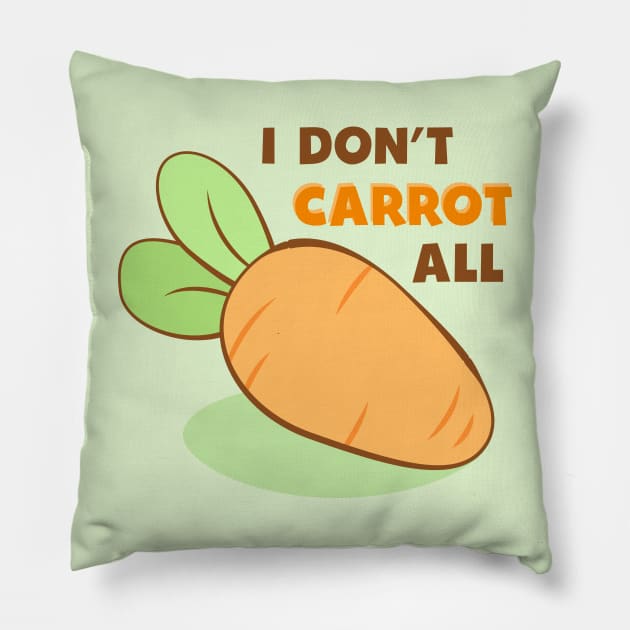 I Don't Carrot All Cute Carrot Funny Vegetable Pun Pillow by Irene Koh Studio