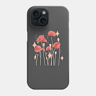 Poppy Bouquet Charcoal Background Phone Case