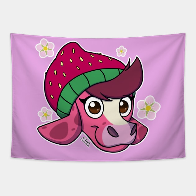 Stella the Strawberry Cow - Original, Head (Part 1) Tapestry by K-Tee's CreeativeWorks