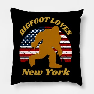 Bigfoot loves America and New York too Pillow