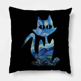 Cat Van Gogh Starry Night Pillow
