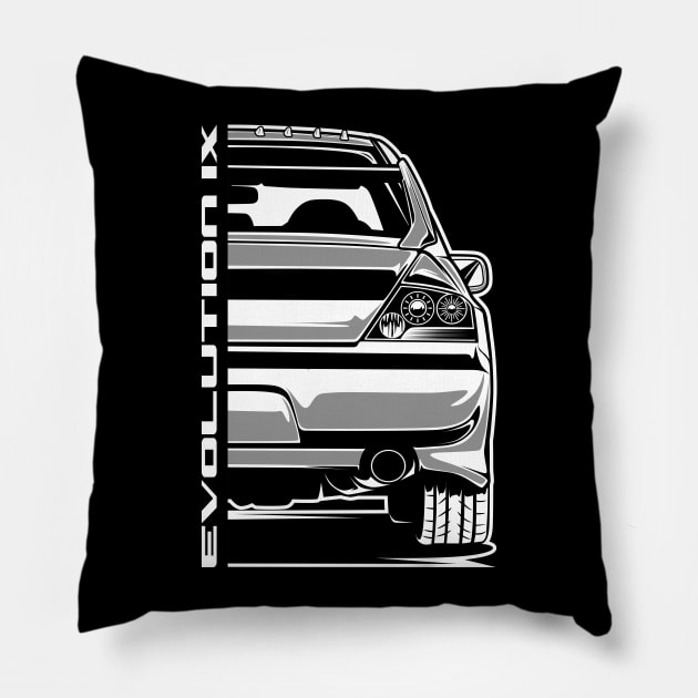 Lancer Evolution 9 (White Print) Pillow by idrdesign