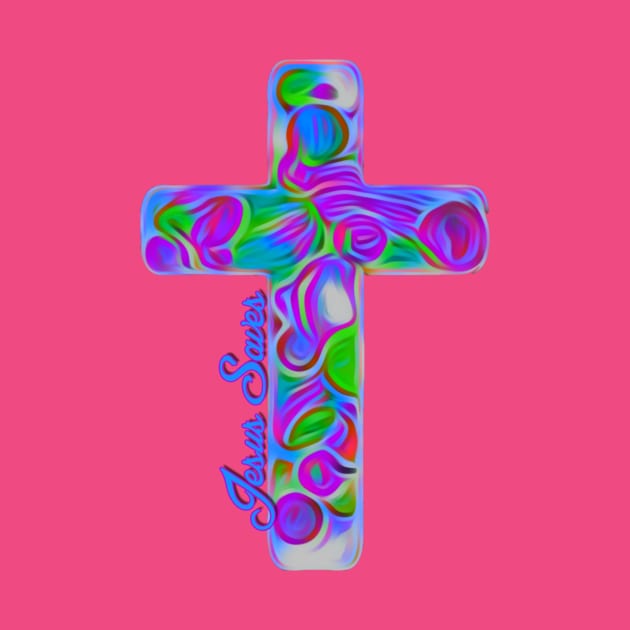 Jesus Saves Colorful Cross 2 by AlondraHanley