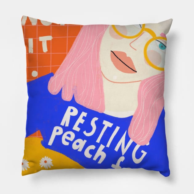 Resting peach face Pillow by barbsiegraphy