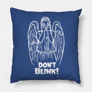 Don't Blink Winking Angel Bad Line Art in White Pillow