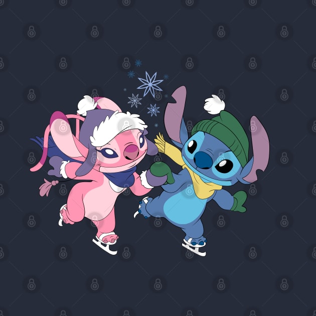 Stitch & Angel Skaters by Nykos