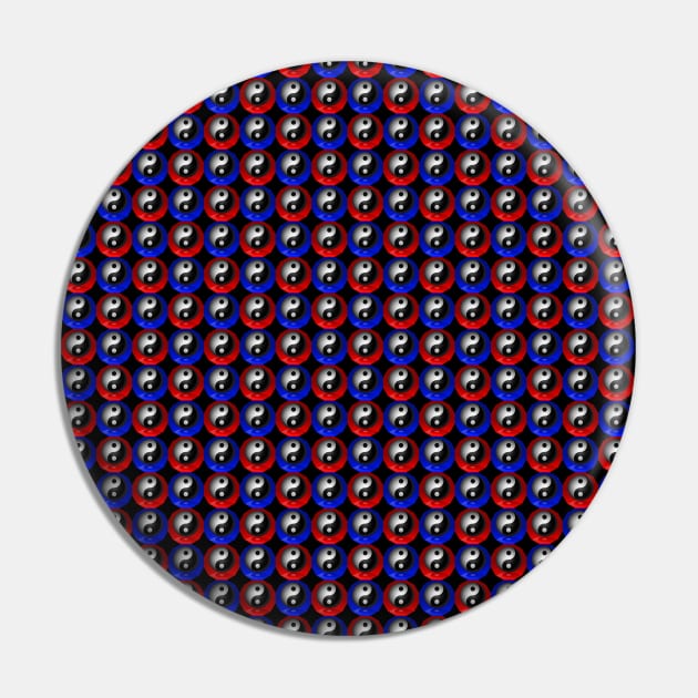 Yin Yang Design - Red-Blue Color Pattern Pin by The Black Panther