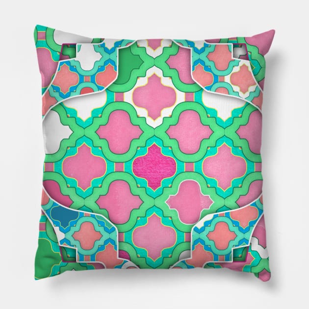 Girly Moroccan Lattice Pattern Pillow by micklyn