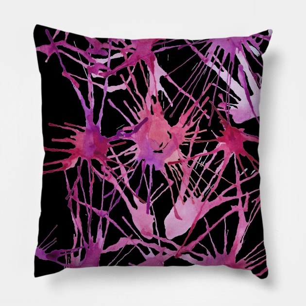 Violet Splash Doodle Pillow by Red Wolf