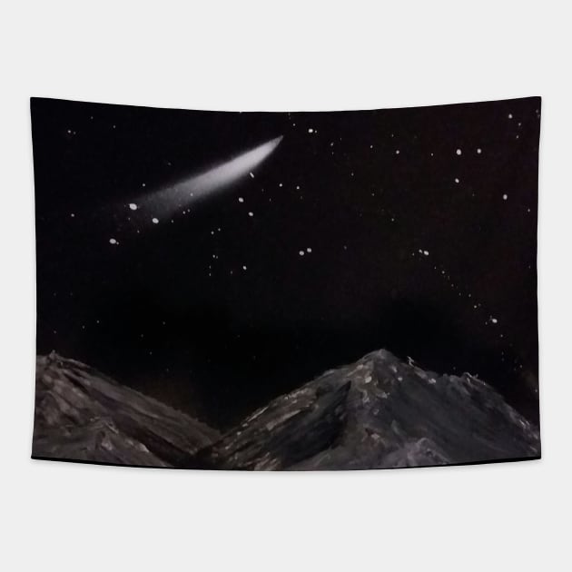 Comet over the mountains Tapestry by Edwardtiptonart