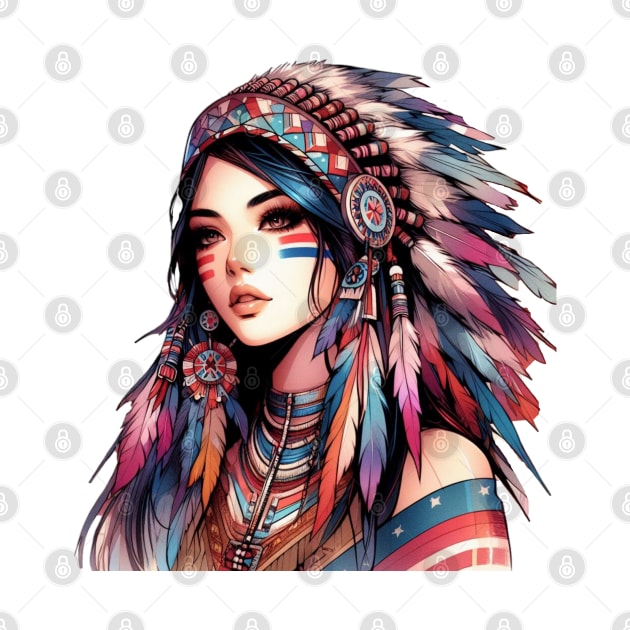 Native American, Beauty, Red Star | Catsie Cat by Catsie Cat