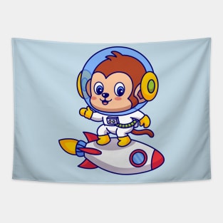 Surfing Monkey Astronaut Tapestry