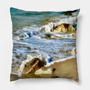 Turquoise Sea on the Rocks Pillow