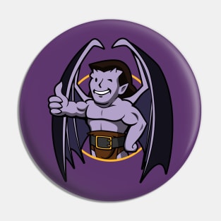 Cute 90's Gargoyle Cartoon Superhero Goliath Gamer Mascot Parody Pin