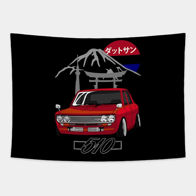 Datsun 510 (Red) Tapestry by zevalia