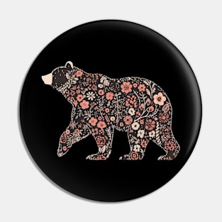 Cottagecore Bear with Flowers Pin