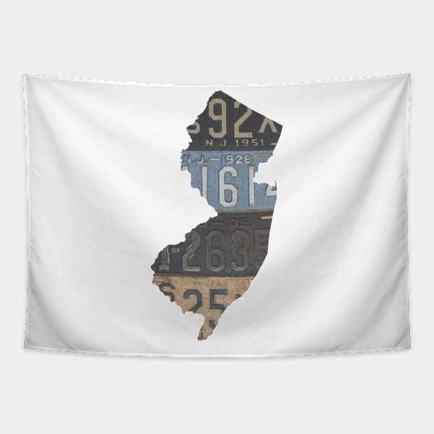 Vintage New Jersey License Plates Tapestry by juniperandspruce