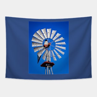 "Windmill Against Royal Blue Sky" Tapestry