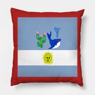 Sporty Argentina Design on Red Background Pillow