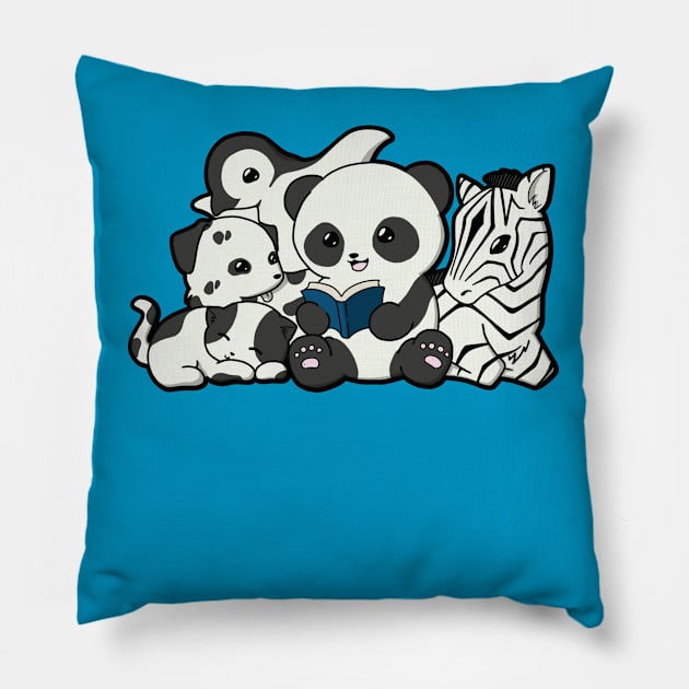 Black and White Animals Pillow by The Kitten Gallery