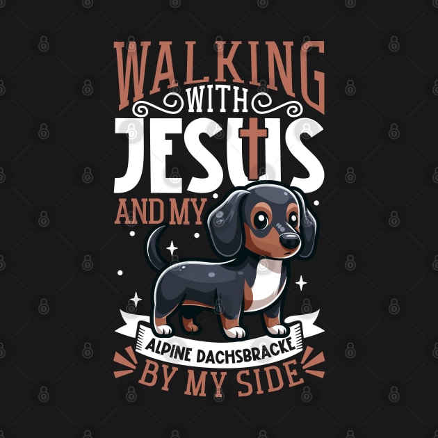 Jesus and dog - Alpine Dachsbracke by Modern Medieval Design